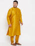 Vastramay Men's Plus Size Mustard Silk Blend Kurta Pyjama Set